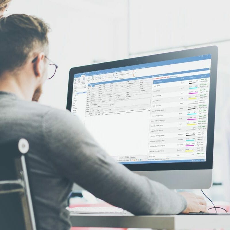Computer screen with Happen EKM with software API to Jim2