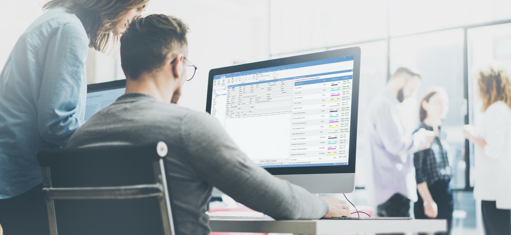 Computer screen with Happen EKM with software API to Jim2